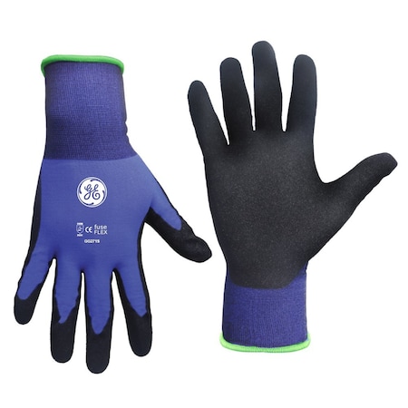 Ge Coated Gloves, Sandy Nitrile, Blue/Black, S 1 PR GG271SC